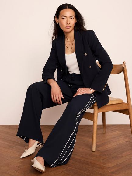 Mint Velvet Double Breasted Blazer, Blue Navy - view 2, Blue Navy