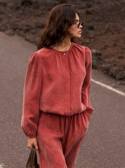 Mint Velvet Long Sleeve Blouse, Red, Red