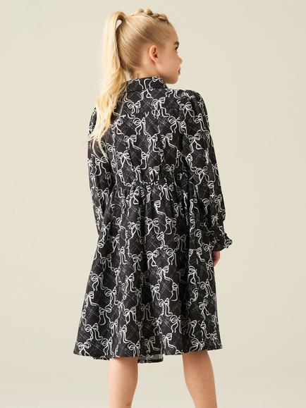 Angel & Rocket Kids' Blair Long Sleeve Shirt Dress, Black/White - view 2, Black/White