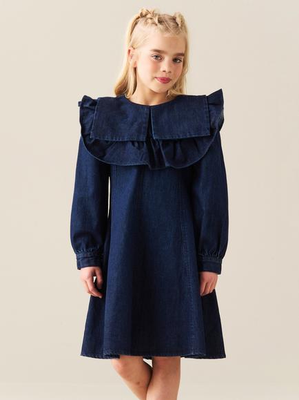 Angel & Rocket Kids' Denim Collar Dress, Blue, Blue