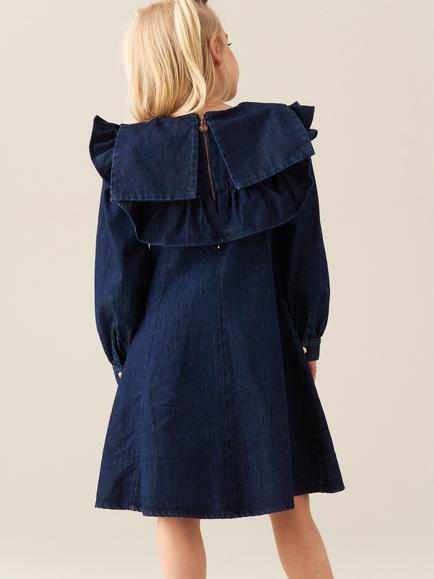 Angel & Rocket Kids' Denim Collar Dress, Blue - view 2, Blue
