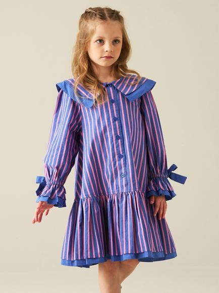 Angel & Rocket Kids' Frankie Stripe Dress, Blue, Blue