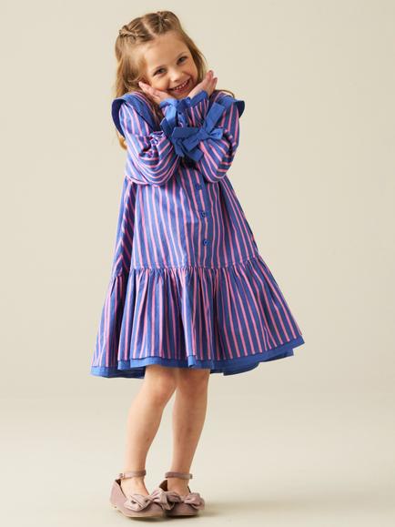 Angel & Rocket Kids' Frankie Stripe Dress, Blue - view 2, Blue