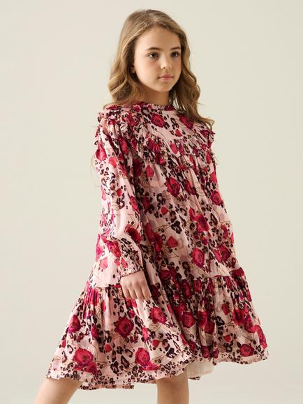 Angel & Rocket Kids' Lyra Rose Leopard Print Dress, Pink/Brown, Pink/Brown