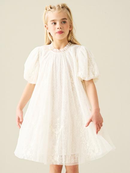 Angel & Rocket Kids' Marcella Mesh Dress, Ivory, Ivory