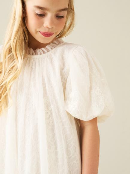 Angel & Rocket Kids' Marcella Mesh Dress, Ivory - view 2, Ivory