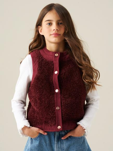 Angel & Rocket Kids' Delilah Fleece Gilet, Burgundy, Burgundy