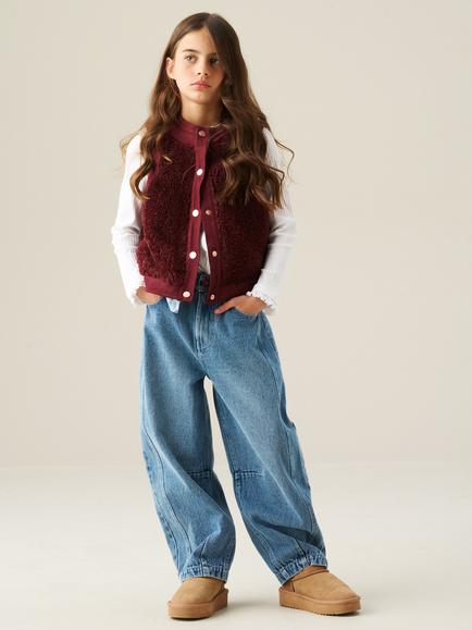 Angel & Rocket Kids' Delilah Fleece Gilet, Burgundy - view 2, Burgundy