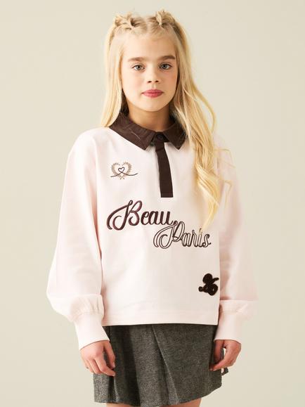 Angel & Rocket Kids' Addie Embroidered Rugby Top, Pink, Pink