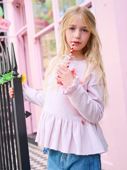 Angel & Rocket Kids' Erin Peplum Sweatshirt, Pink - view 2, Pink