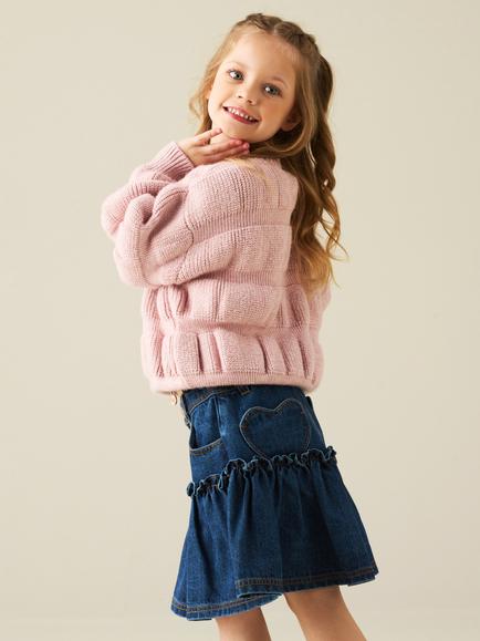 Angel & Rocket Kids' Grace Bubble Pattern Knit Jumper, Pink - view 2, Pink