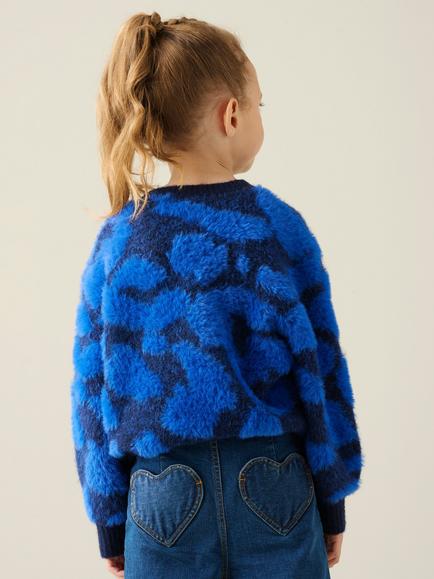 Angel & Rocket Kids' Leopard Knit Jumper, Blue - view 2, Blue