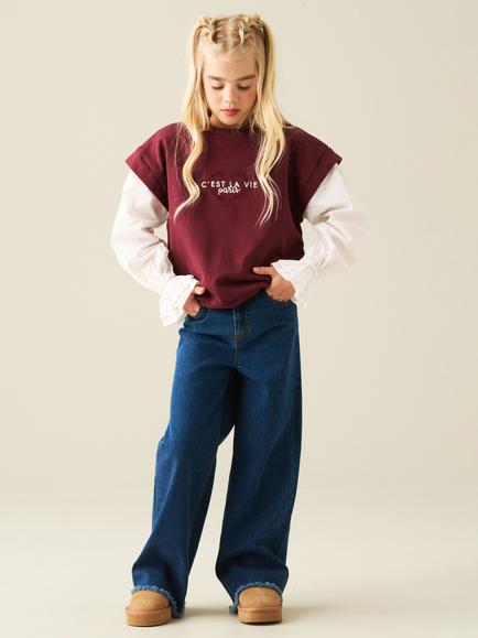 Angel & Rocket Kids' Loren Layered C’est La Vie Sweatshirt, Burgundy - view 2, Burgundy
