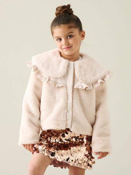 Angel & Rocket Kids' Alessia Faux Fur Jacket, Ivory, Ivory