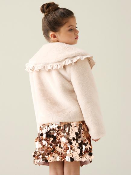 Angel & Rocket Kids' Alessia Faux Fur Jacket, Ivory - view 2, Ivory