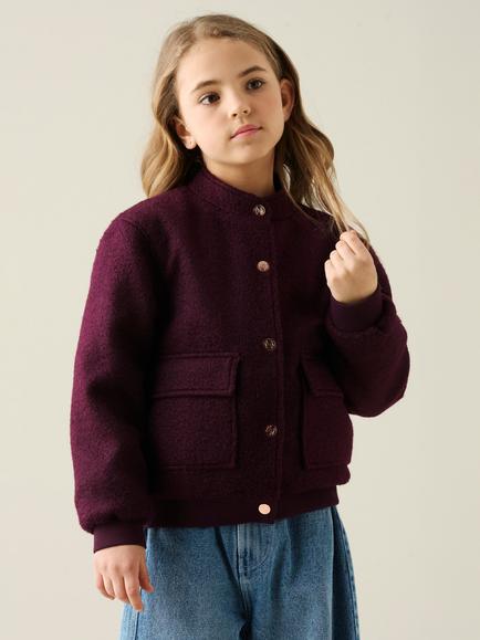 Angel & Rocket Kids' Brodie Boucle Jacket, Burgundy, Burgundy