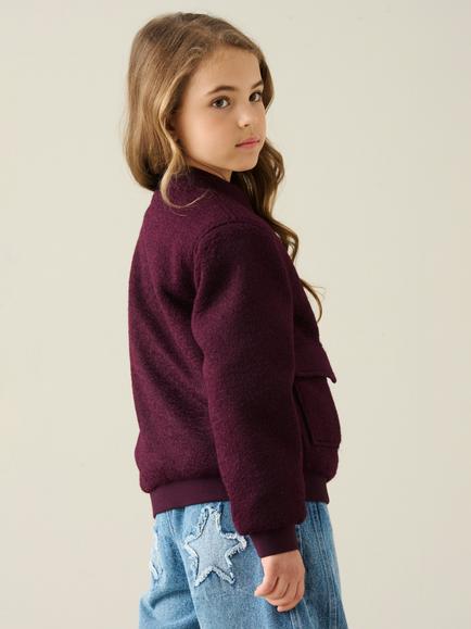 Angel & Rocket Kids' Brodie Boucle Jacket, Burgundy - view 2, Burgundy
