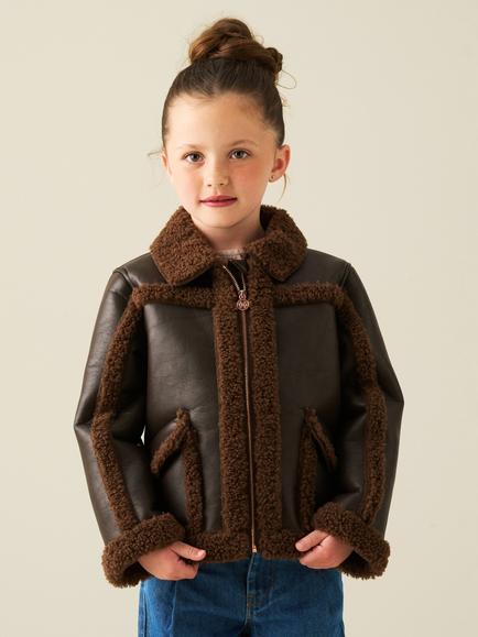 Angel & Rocket Kids' River Aviator Jacket, Chocolate, Chocolate