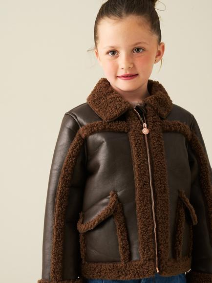 Angel & Rocket Kids' River Aviator Jacket, Chocolate - view 2, Chocolate