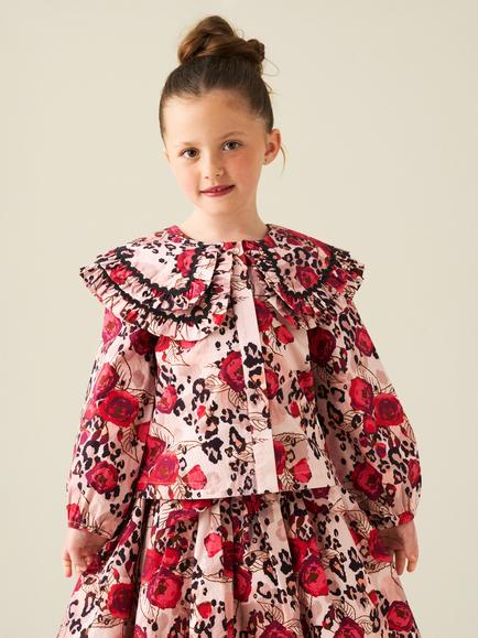 Angel & Rocket Kids' Lyra Animal Print Double Collar Blouse, Multi, Multi