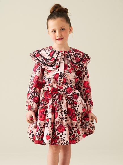 Angel & Rocket Kids' Lyra Animal Print Double Collar Blouse, Multi - view 2, Multi