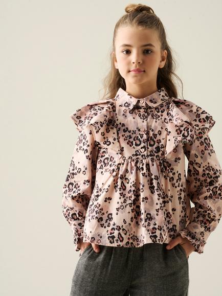 Angel & Rocket Kids' Cotton Animal Print Shirt, Brown, Brown