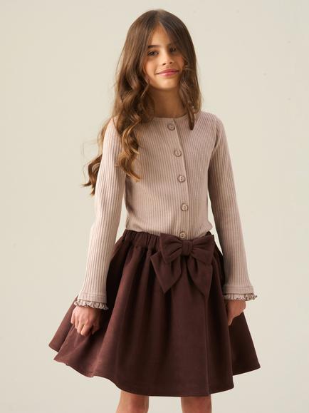 Angel & Rocket Kids' Annie Suedette Skirt, Brown - view 2, Brown