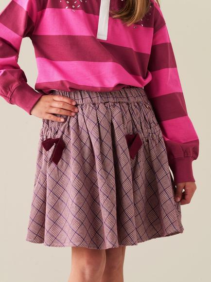 Angel & Rocket Kids' Clara Check Skirt, Purple, Purple