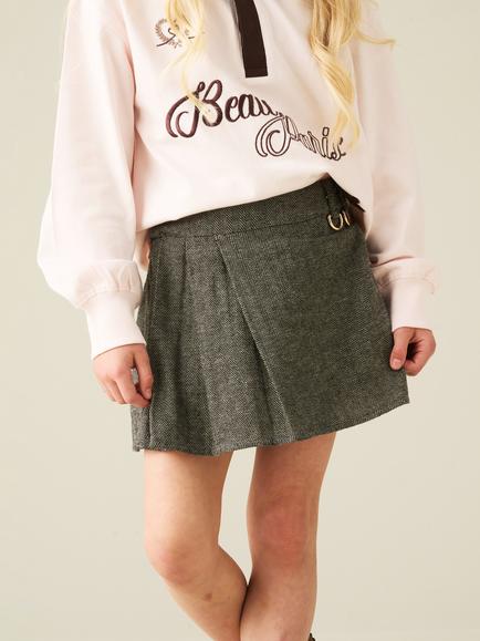 Angel & Rocket Kids' Faith Pleated Herringbone Skirt, Grey, Grey