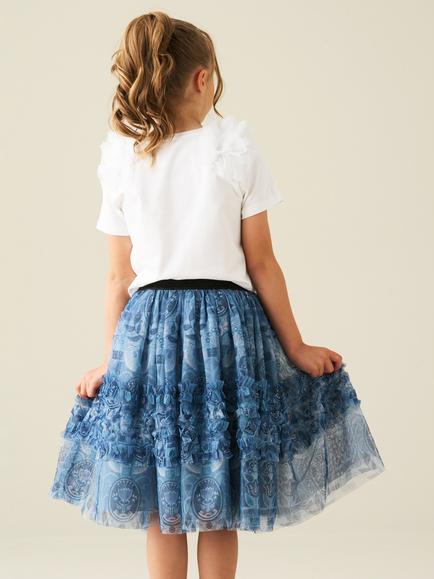 Angel & Rocket Kids' Mesh Print Skirt, Blue - view 2, Blue