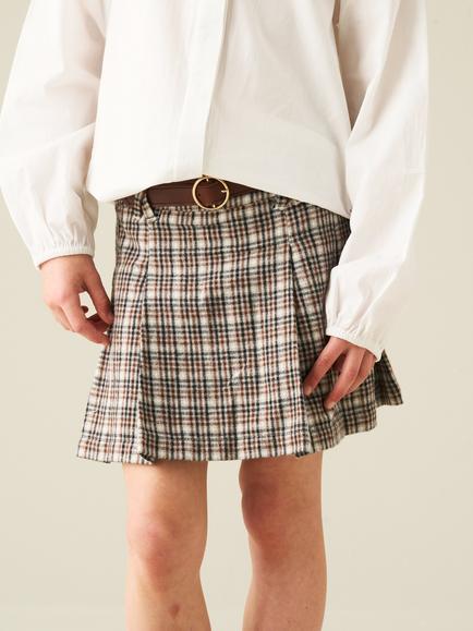 Angel & Rocket Kids' Brushed Check Mini Skirt, Brown, Brown