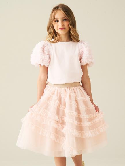 Angel & Rocket Kids' Sallie Mesh Tiered Skirt, Pink