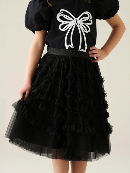 Angel & Rocket Kids' Sallie Mesh Tiered Skirt, Black