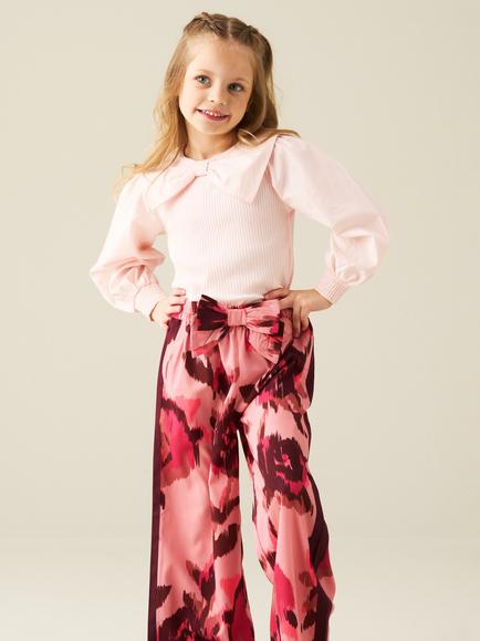 Angel & Rocket Kids' Elise Stretch Cotton Blend Jersey Woven Top, Pink, Pink
