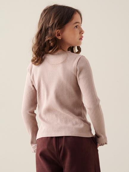 Angel & Rocket Kids' Ribbed Long Sleeve Top, Brown - view 2, Brown