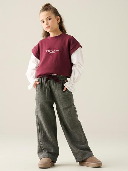 Angel & Rocket Kids' Faith Wide Leg Paperbag Trousers, Grey - view 2, Grey