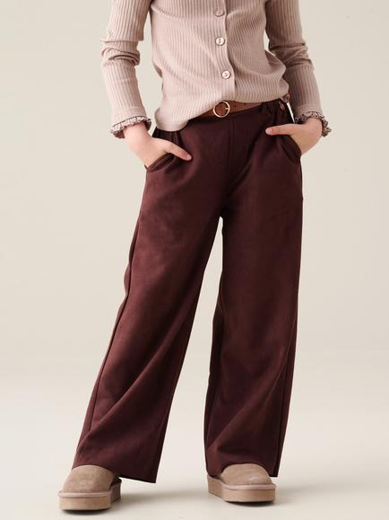 Angel & Rocket Kids' Suedette Wide Leg Trousers, Brown, Brown