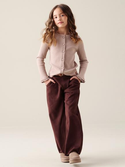 Angel & Rocket Kids' Suedette Wide Leg Trousers, Brown - view 2, Brown