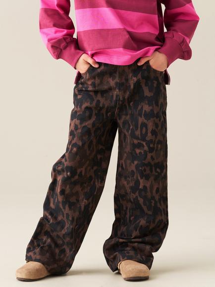 Angel & Rocket Kids' Danni Leopard Print Wide Leg Jeans, Brown