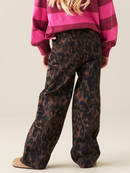 Angel & Rocket Kids' Danni Leopard Print Wide Leg Jeans - view 2, Brown