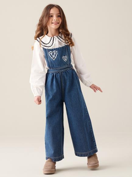 Angel & Rocket Kids' Josie Denim Dungarees, Blue, Blue