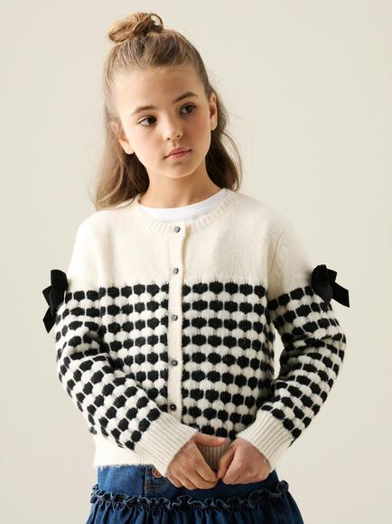 Angel & Rocket Kids' Nina Bow Cardigan, Cream, Cream