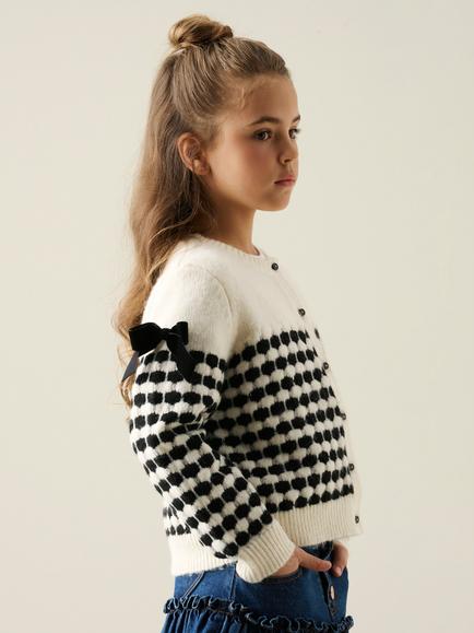 Angel & Rocket Kids' Nina Bow Cardigan, Cream - view 2, Cream