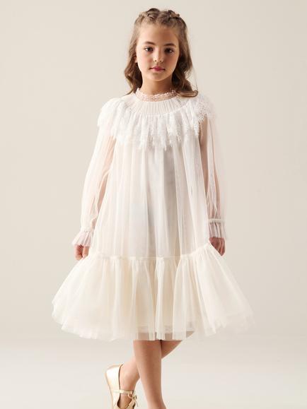 Angel & Rocket Kids' Beau Mesh Dress, Ivory, Ivory