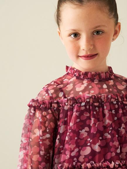 Angel & Rocket Kids' Cara Tiered Mesh Dress, Burgundy - view 2, Burgundy