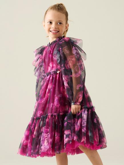 Angel & Rocket Kids' Estella Tiered Mesh Dress, Multi