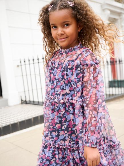 Angel & Rocket Kids' Mesh Tiered Dress, Multi - view 2, Multi
