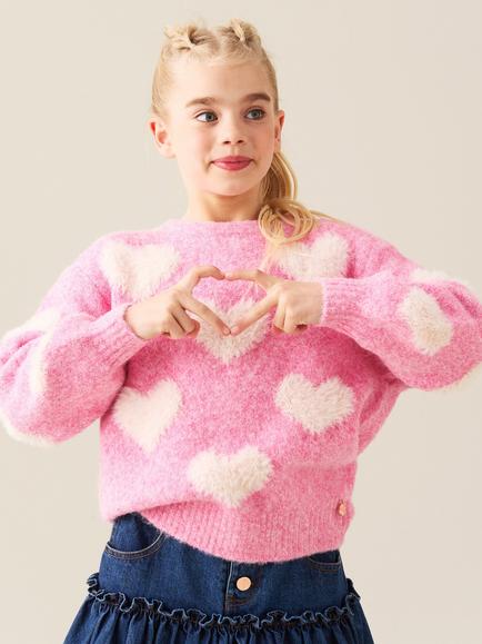 Angel & Rocket Kids' Freya Heart Jumper, Pink, Pink