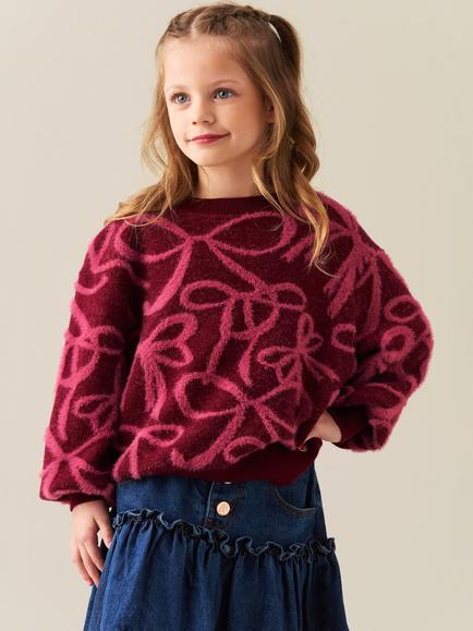 Angel & Rocket Kids' Livia Bow Jumper, Pink, Pink