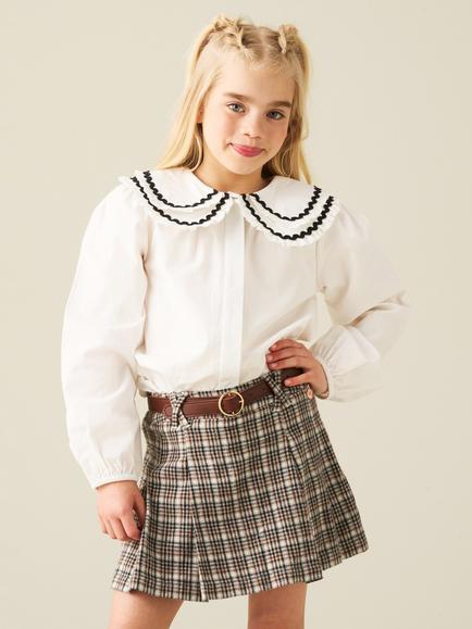 Angel & Rocket Kids' Lola Double Collar Ricrac Trim Blouse, White - view 2, White
